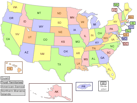 Map of help with rent in the United States